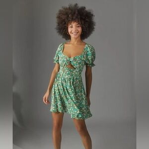 Kiss The Sky Printed Tie-Front Mini Dress